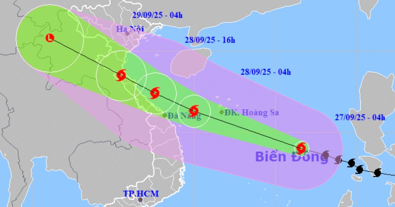 “Lịch trình” di chuyển của bão Bualoi