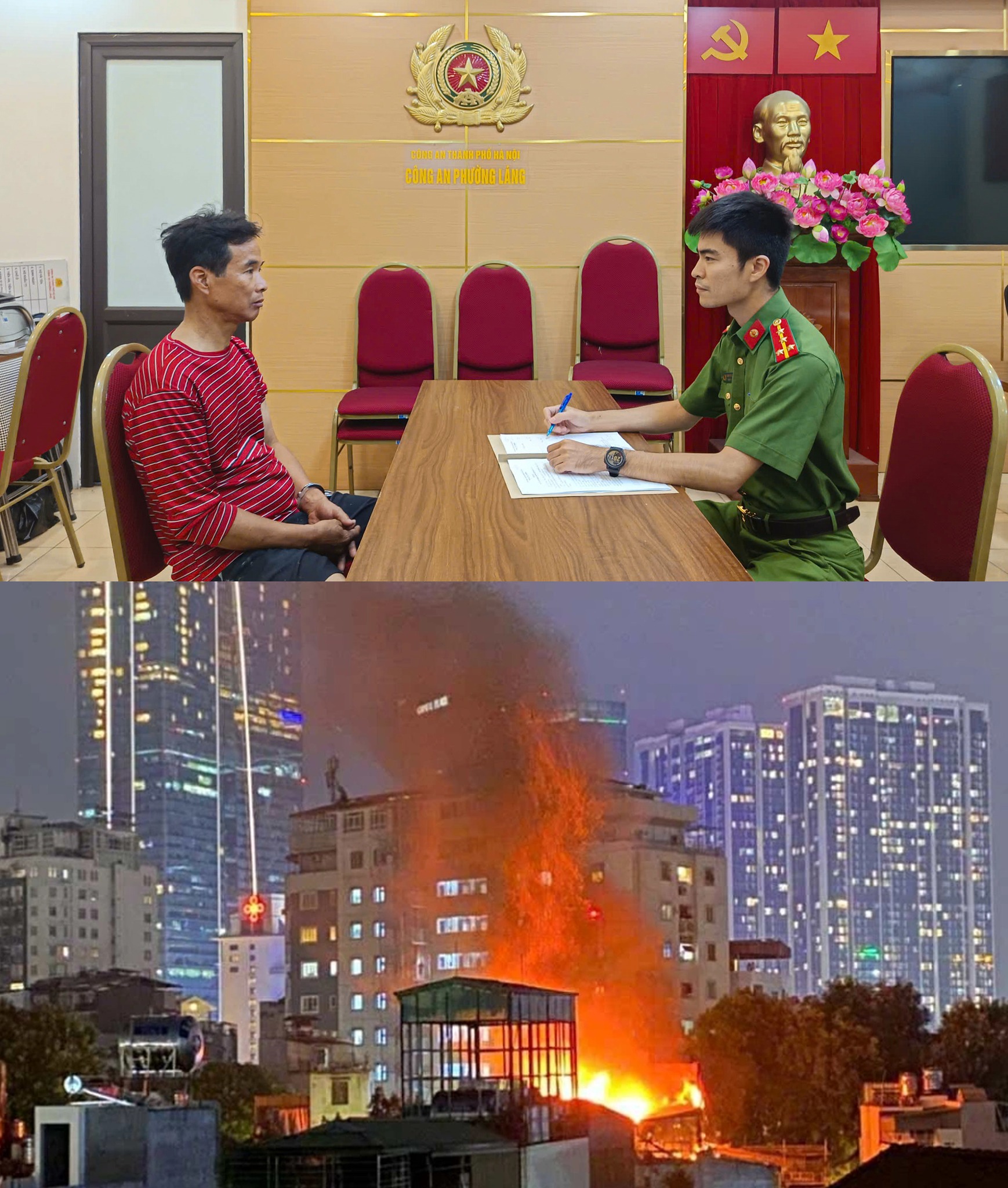 Bắt khẩn cấp người đàn ông hai lần đốt rác trên sân thượng, gây ra vụ cháy lớn ở Hà Nội