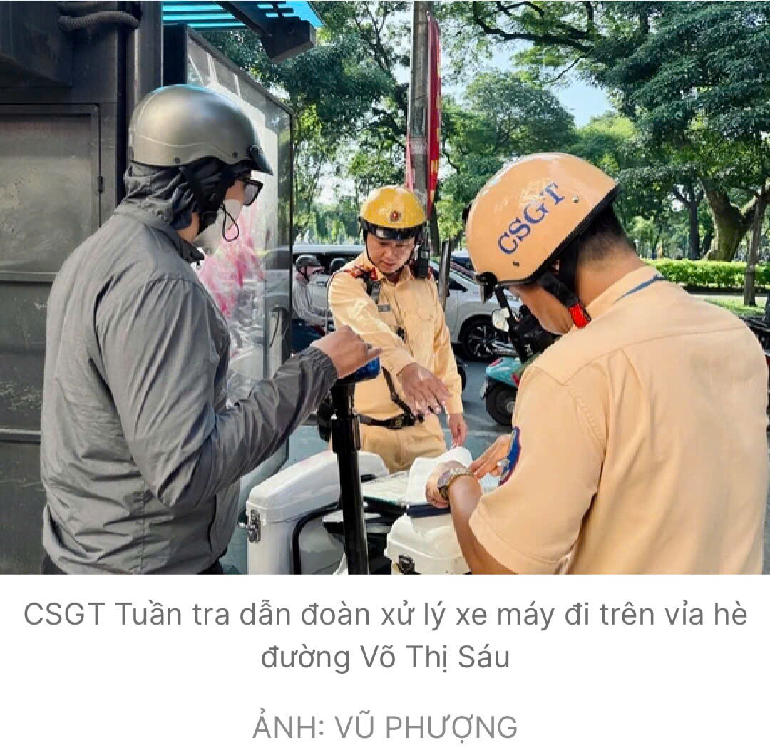 CSGT TP.HCM phạt gần 3.500 xe máy đi trên vỉa hè, sẽ tiếp tục phạt nguội