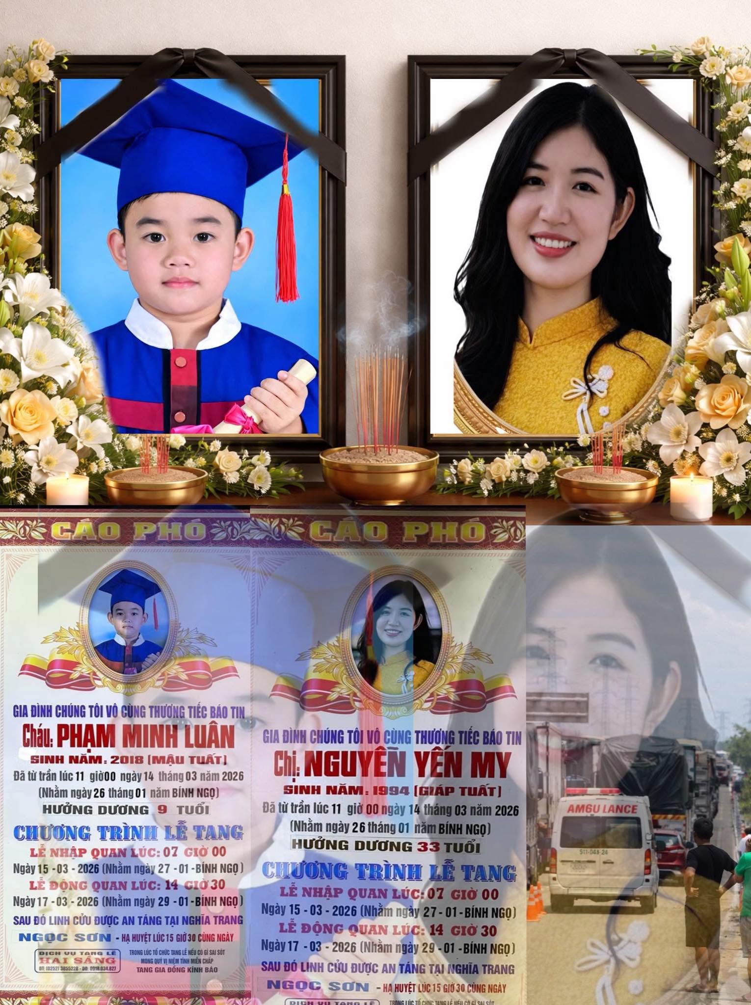 RƠI NƯỚC MẮT… 2 MẸ CON CÔ GIÁO DẠY TOÁN CẤP 3 RA ĐI MÃI MÃI SAU VỤ VAI CHẠM VỚI XE TẢI TRÊN CAO TỐC