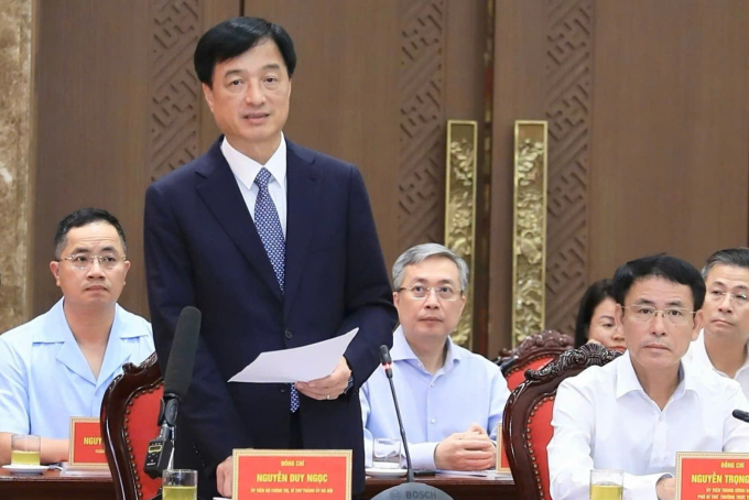 Bí thư Thành ủy Nguyễn Duy Ngọc phát biểu tại hội nghị. Ảnh: Quang Thái