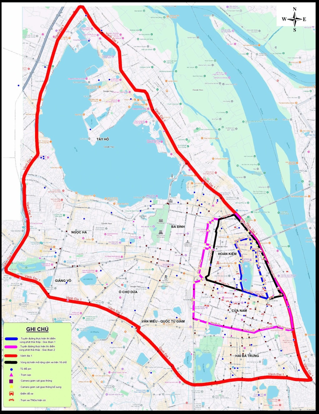 Bản đồ chi tiết các khu vực Hà Nội cấm xe máy xăng từ ngày 1/7 - 2