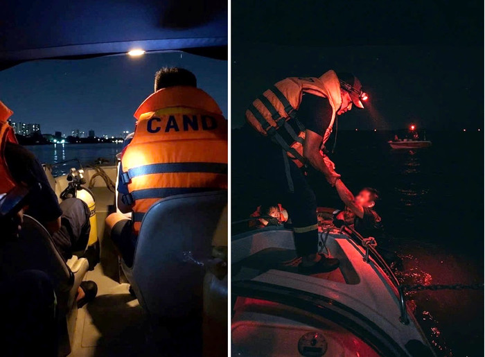 Cán bộ chiến sỹ Đội Cảnh sát PCCC&CNCH trên sông tiếp cận nạn nhân.