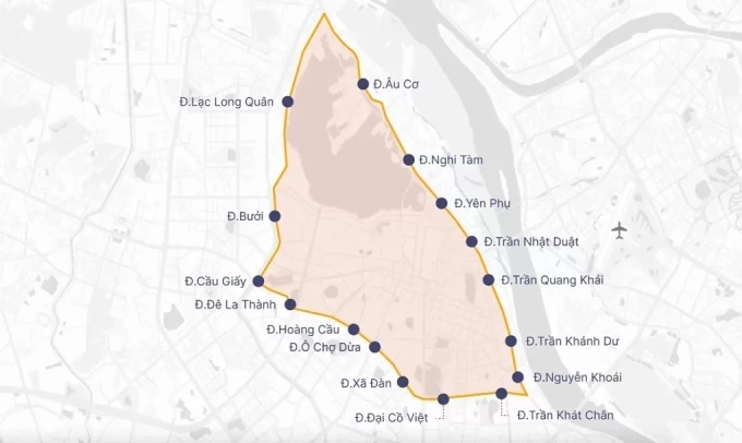 Vành đai 1 của Hà Nội được giới hạn bởi hàng loạt tuyến đường. Đồ họa: Hoàng Khánh