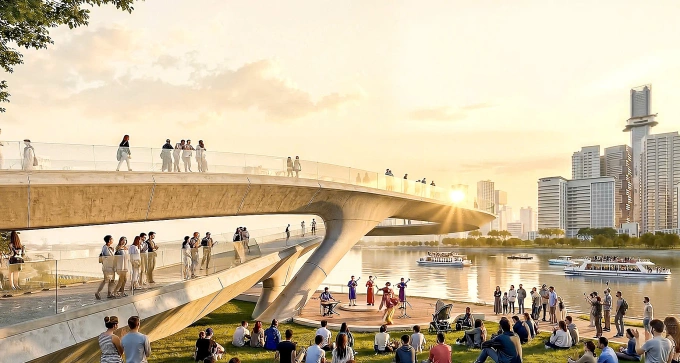 Phối cảnh Công viên ven sông Bến Nhà Rồng - Khánh Hội. Ảnh: Sở Xây dựng