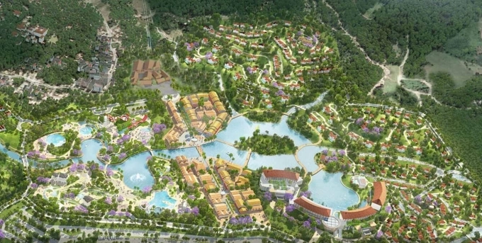 Phối cảnh Quần thể khu đô thị sinh thái, vui chơi giải trí và hệ thống cáp treo Cuối Hạ. Ảnh: Sun Group
