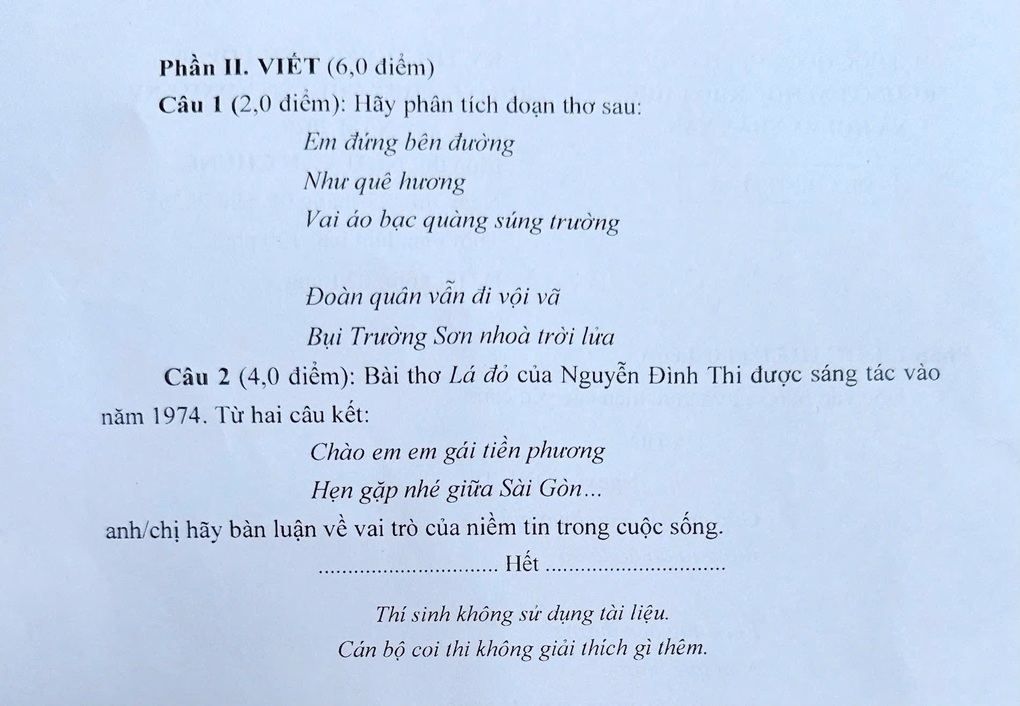 Đề thi văn vào lớp 10 bị phản ánh sai kiến thức, dùng ngữ liệu SGK - 2