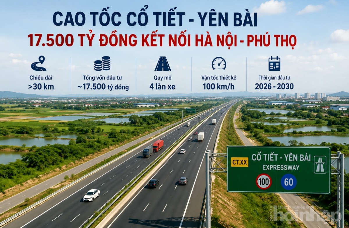 Cao tốc Cổ Tiết – Yên Bài 17.500 tỷ đồng kết nối Hà Nội – Phú Thọ