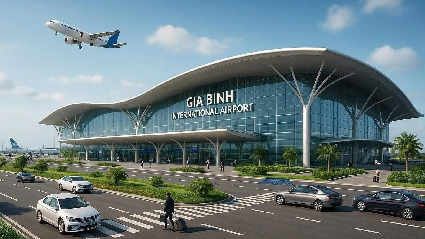 Phối cảnh sân bay quốc tế Gia Bình với quy hoạch hiện đại, trở thành trung tâm logistics lớn của miền Bắc.