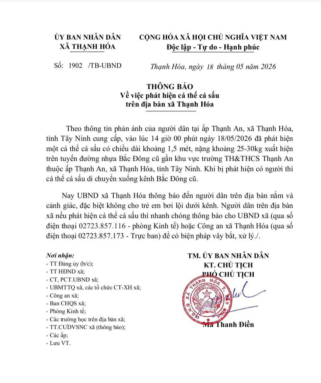 Thông báo khẩn việc cá sấu xuất hiện ở Tây Ninh - Ảnh 1.