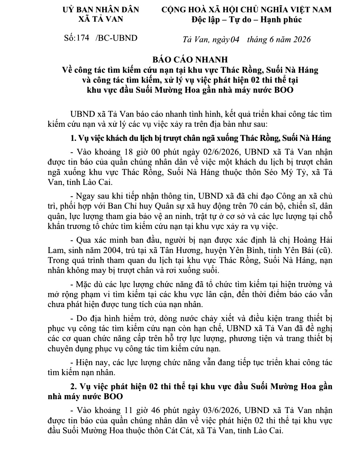 Hai nạn nhân đuối nước ở suối Mường Hoa (Lào Cai) là khách du lịch từ Hà Nội, nghi tự tử - Ảnh 2.