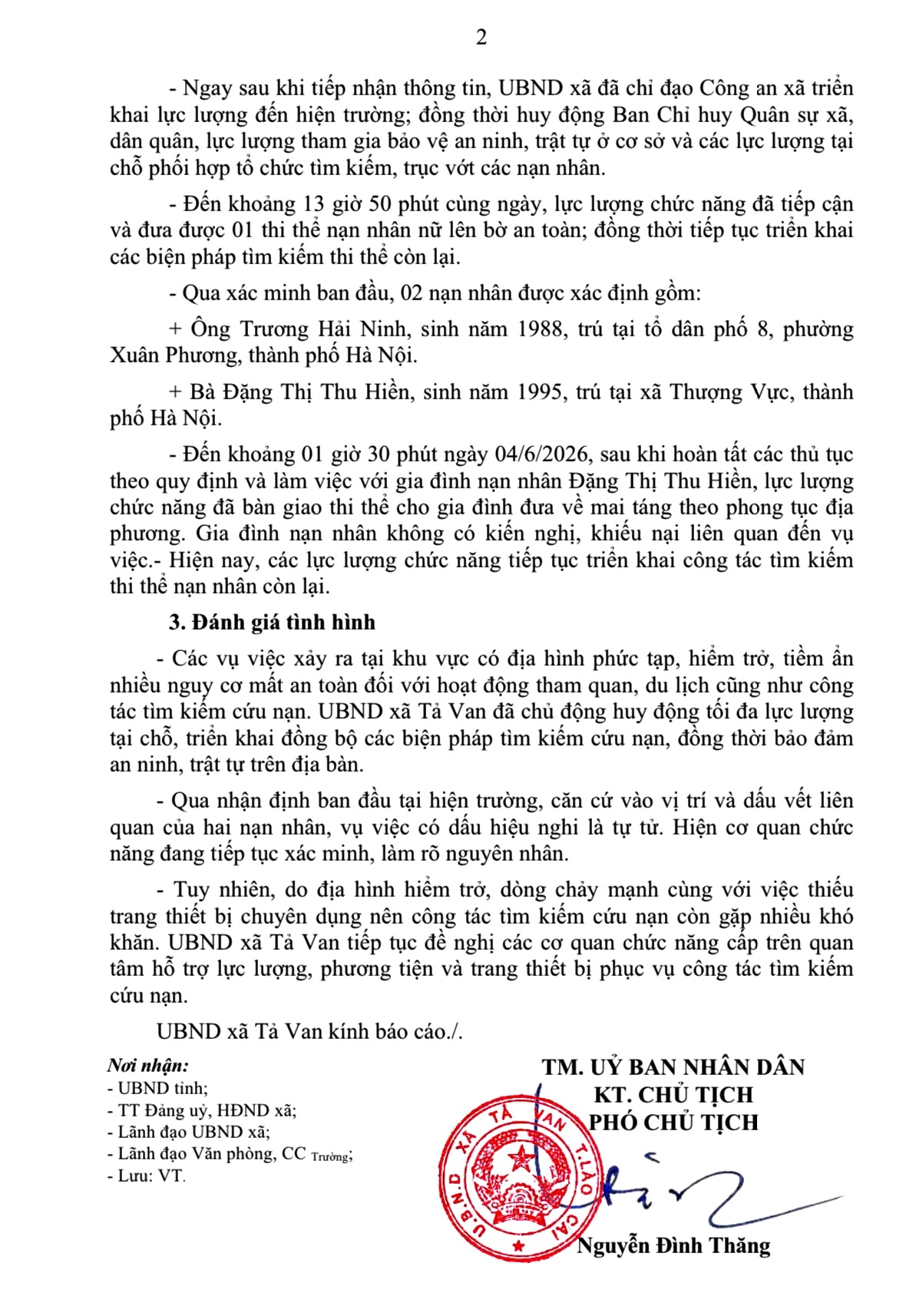 Hai nạn nhân đuối nước ở suối Mường Hoa (Lào Cai) là khách du lịch từ Hà Nội, nghi tự tử - Ảnh 3.